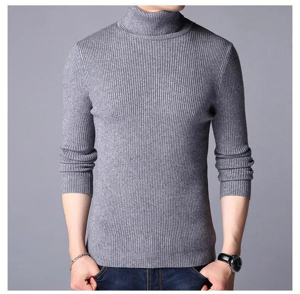 1 Pc Men's Ribbed Plain Highneck